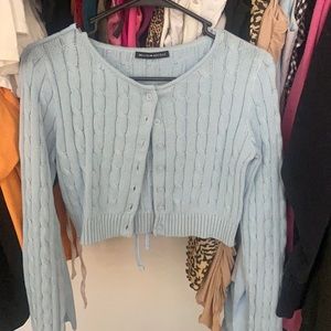 brandy melville blue knit button up sweater